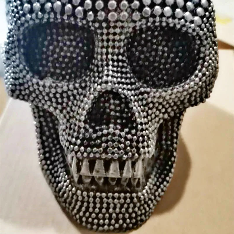 BUF Large Silver/Gold Skull Statue Resin Craft Decorative Ornaments Halloween Decoration Sculpture Home Decor Figures
