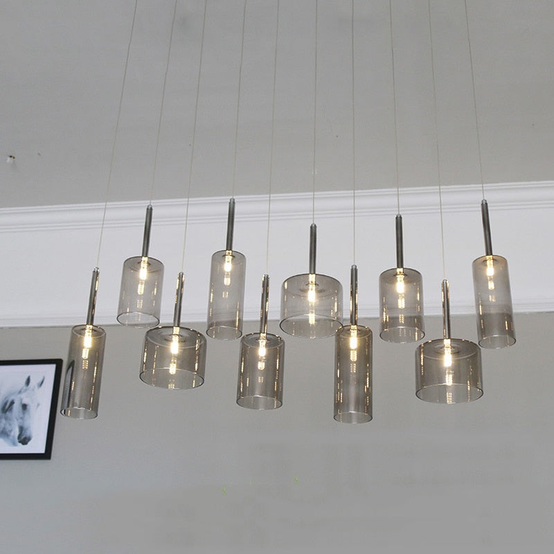 Pendant lamp for the dining table made of glass