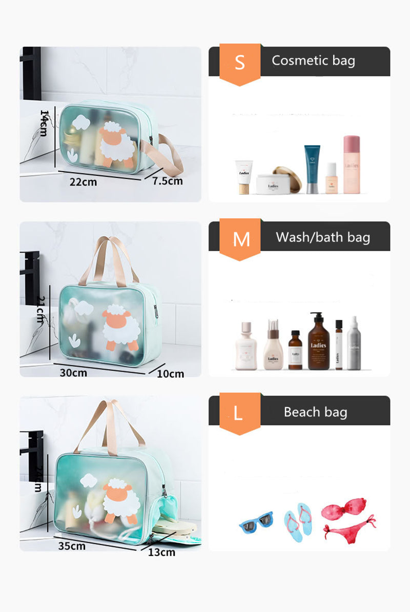 Waterproof Cosmetic Organizer Travel Bag with Wet-Dry Compartment