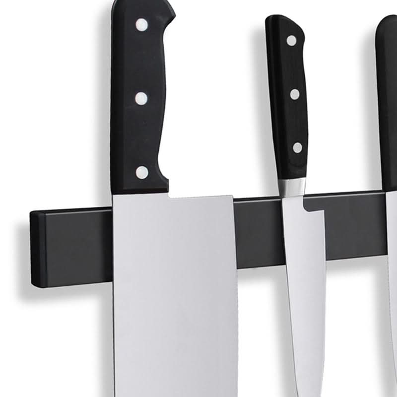 Magnetic Knife Holder – Wall-Mounted Black Steel Rack