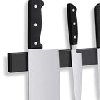 Magnetic Knife Holder – Wall-Mounted Black Steel Rack