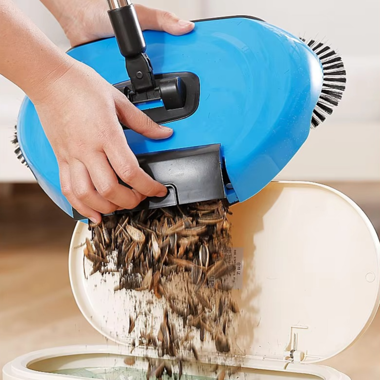 3-in-1 Stainless Steel Push Broom with Dustpan and Scraper for Easy Home Cleaning