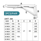 2-piece set collapsible shelf brackets, heavy-duty, made of stainless steel for tables, motorhomes and space-saving