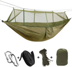 2-Person Outdoor Hammock with Mosquito Net - Portable Parachute Fabric Camping Bed