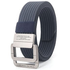 Unisex Canvas Belt – Double Metal Ring Buckle, Adjustable