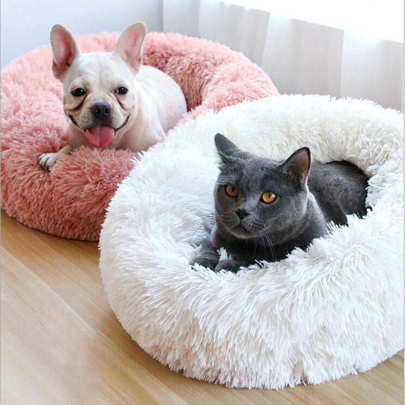 Beef Plush Calming Donut Dog Bed for Small to Large Dogs