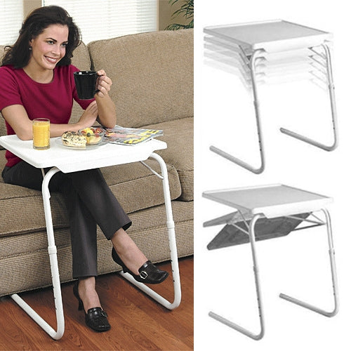 Plastic pad steel tube holder lift bar foldable portable multifunctional laptop table, height adjustable: 53-74cm, angle adjustable: 30 degrees / 60 degrees / 90 degrees / 180 degrees