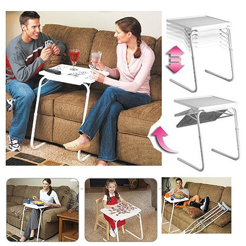 Plastic pad steel tube holder lift bar foldable portable multifunctional laptop table, height adjustable: 53-74cm, angle adjustable: 30 degrees / 60 degrees / 90 degrees / 180 degrees