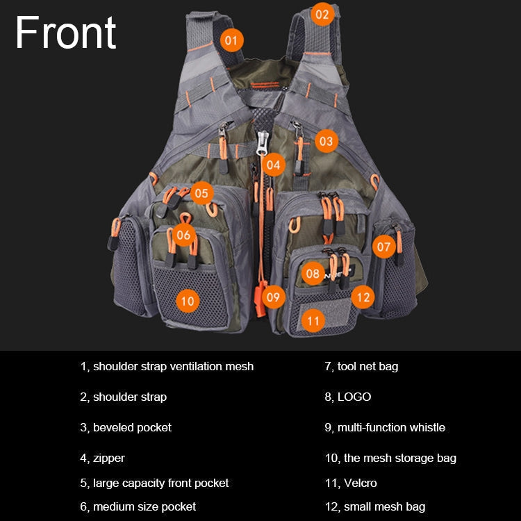 MEN Outdoor Multifunctional Fishing Vest Life Jacket (Gray)