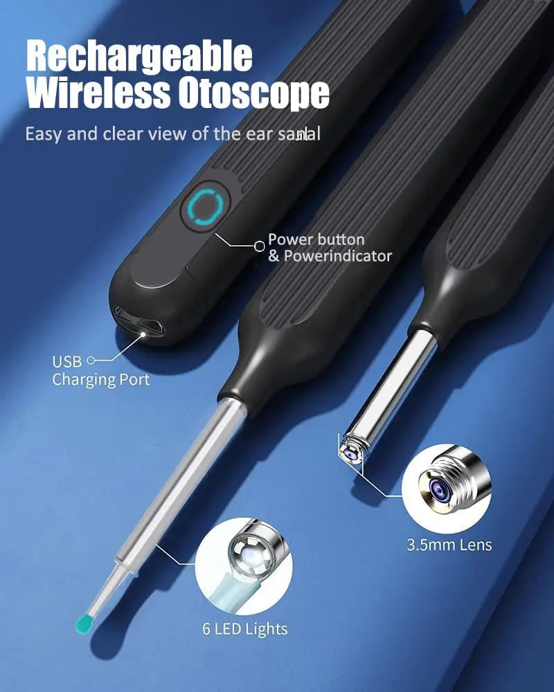 HD Earwax Removal Spoon — Wireless Otoscope with LED Light