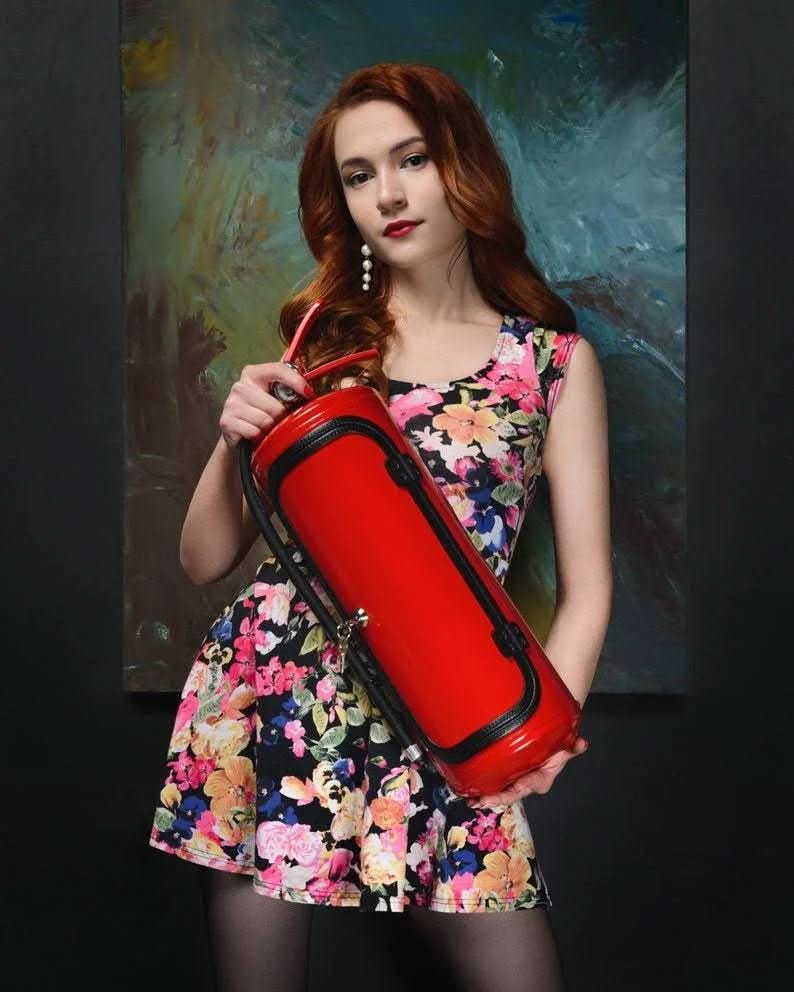 Hidden minibar in fire extinguisher design for stylish storage