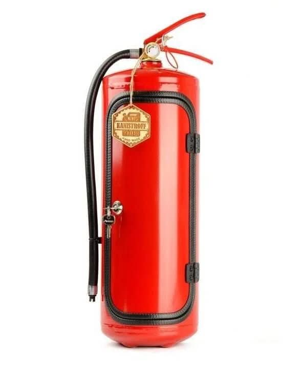Hidden minibar in fire extinguisher design for stylish storage