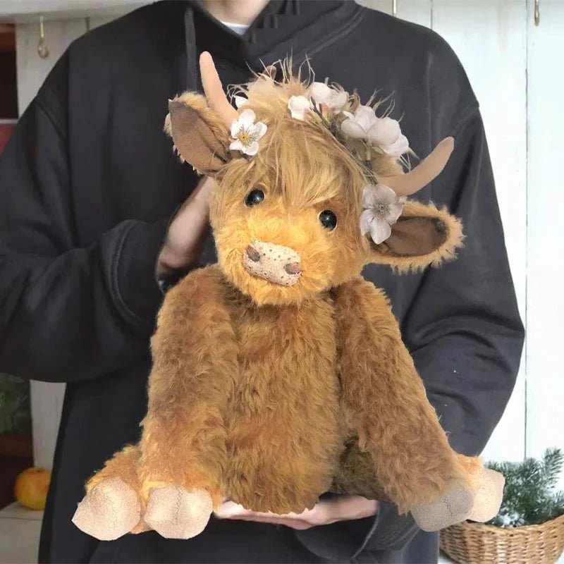 Highland cow with flower crown decoration