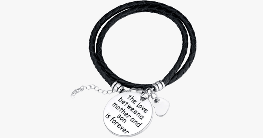 The love between a mother and her son is forever - Hand-stamped bracelets to celebrate mother-son love - Made of vegan leather and zinc alloy charms