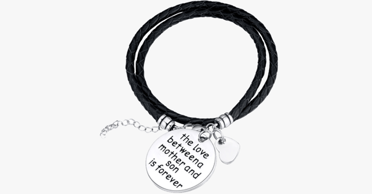 The love between a mother and her son is forever - Hand-stamped bracelets to celebrate mother-son love - Made of vegan leather and zinc alloy charms
