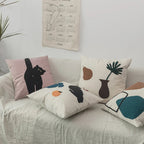 Black Cat & Garden Tufted Pillow Case