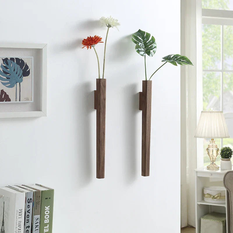 Handcrafted Solid Wood Wall Vase