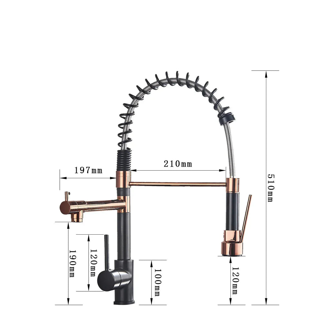 Retractable Faucet with Double Spout – Flexible Faucet for Sink, High Pressure, Swivel, Ideal for Modern Kitchens, Easy Installation