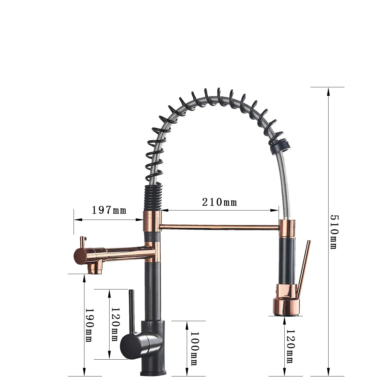 Retractable Faucet with Double Spout – Flexible Faucet for Sink, High Pressure, Swivel, Ideal for Modern Kitchens, Easy Installation