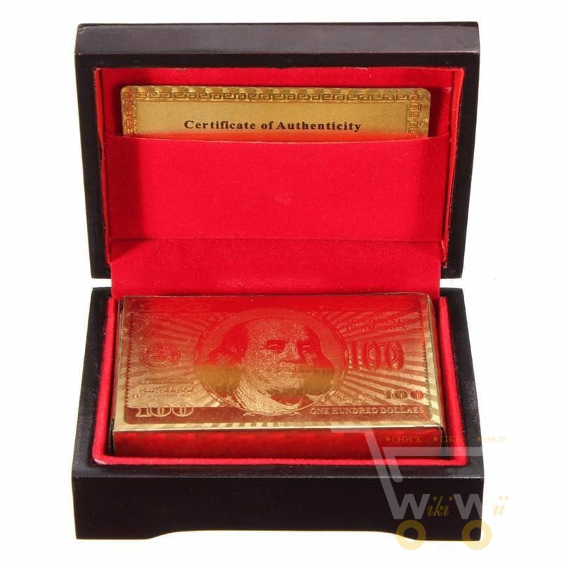 24K Gold Plated Playing Card with Wood - Style Box