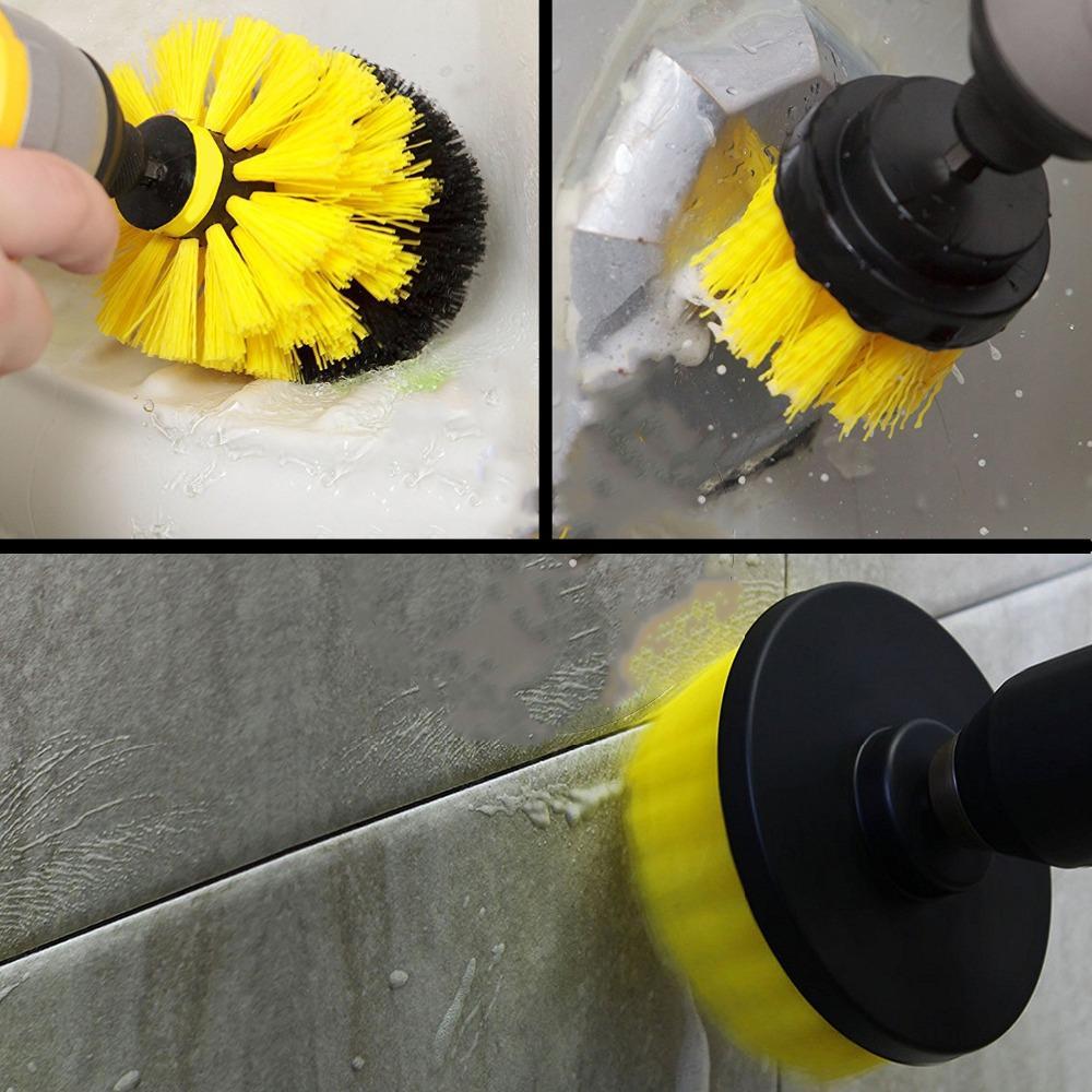 Cordless Drill Brush Set with 3 Nylon Cleaning Brushes