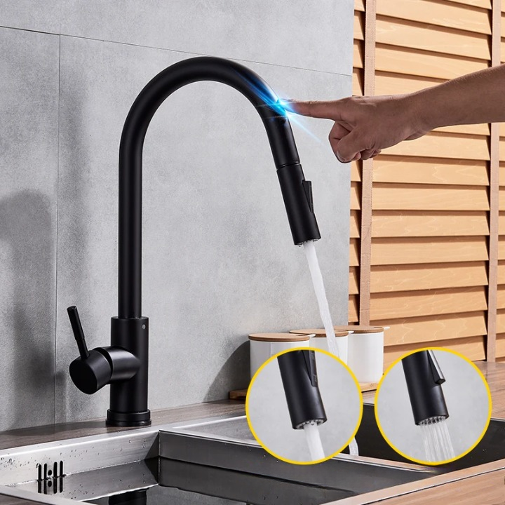 SmartTouch | Kitchen Faucet with Touch Sensor and Pull-Out Spray Head – Brushed Nickel