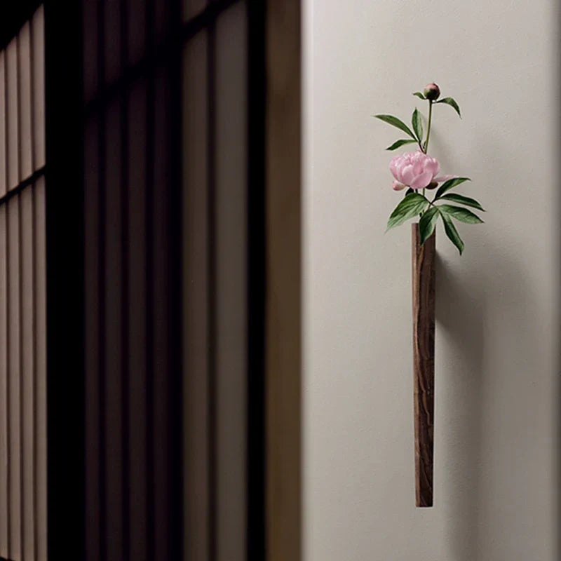 Handcrafted Solid Wood Wall Vase
