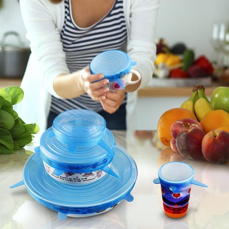 Reusable Silicone Stretch Lids 6pcs Universal Bowl Lid Cover