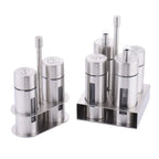 Stylish set of stainless steel mills with a practical and elegant stand