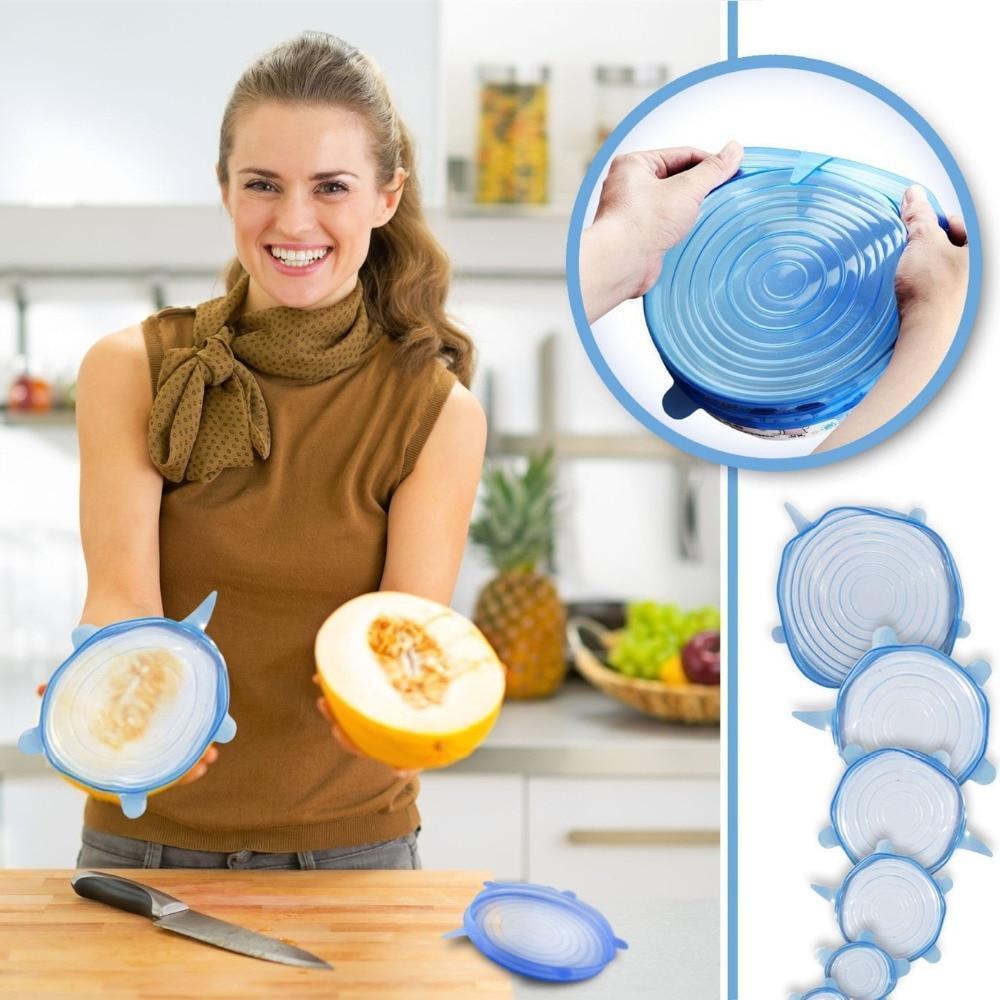 Reusable Silicone Stretch Lids 6pcs Universal Bowl Lid Cover