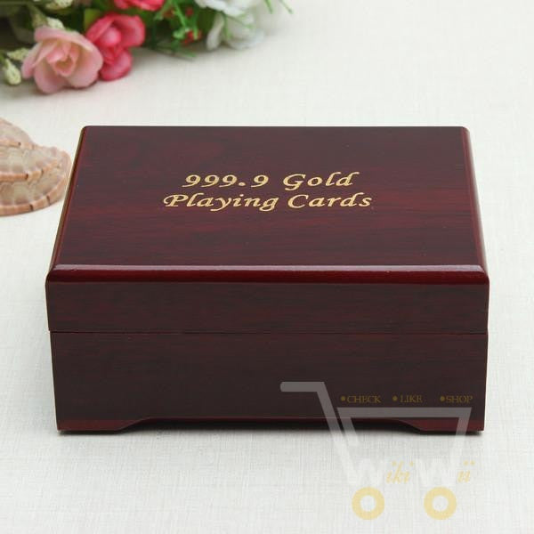 24K Gold Plated Playing Card with Wood - Style Box