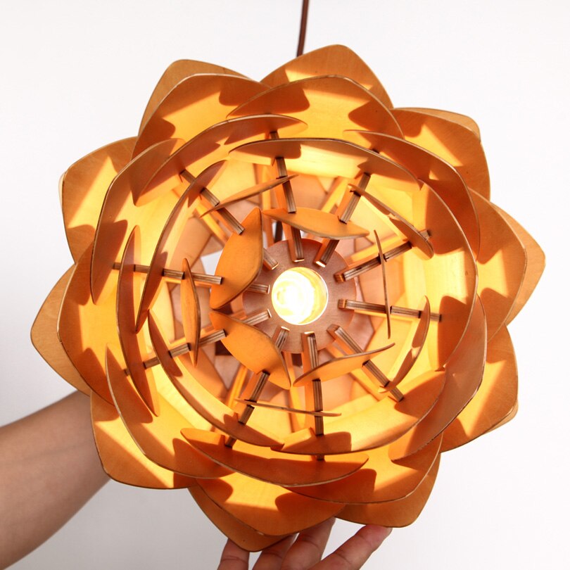 Handcrafted Wooden Pine Cone Pendant Light