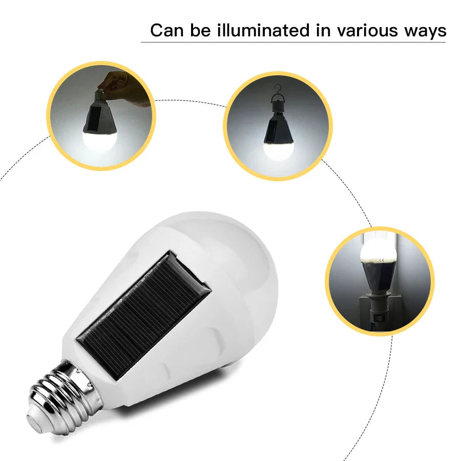 Solonight Solar LED Bulb with E27 Socket | 7W/12W | Rechargeable & Waterproof | For Camping, Garden & Emergency Light
