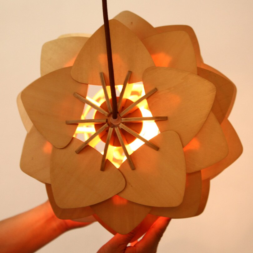 Handcrafted Wooden Pine Cone Pendant Light