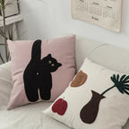 Black Cat & Garden Tufted Pillow Case
