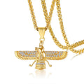 Rhinestone Ahura Mazda Zoroastrian Pendant Necklace