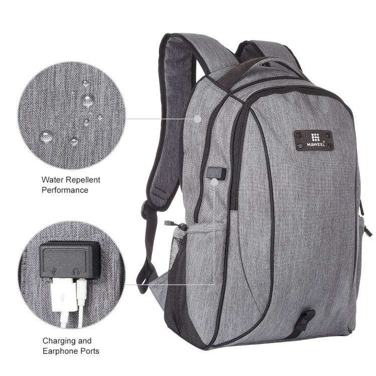 HAWEEL Outdoor Portable Canvas Double Shoulder Laptop Backpack (Gray)