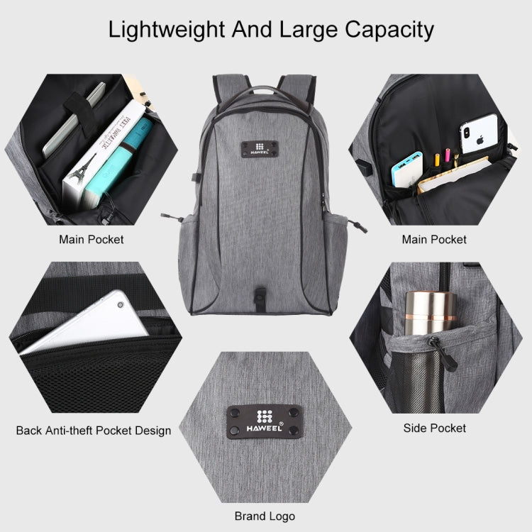 HAWEEL Outdoor Portable Canvas Double Shoulder Laptop Backpack (Gray)