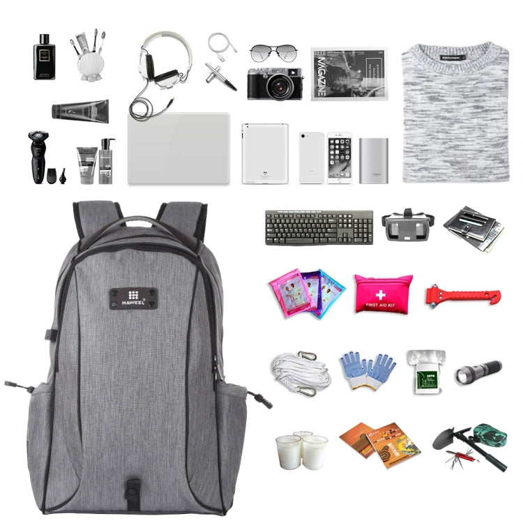 HAWEEL Outdoor Portable Canvas Double Shoulder Laptop Backpack (Gray)
