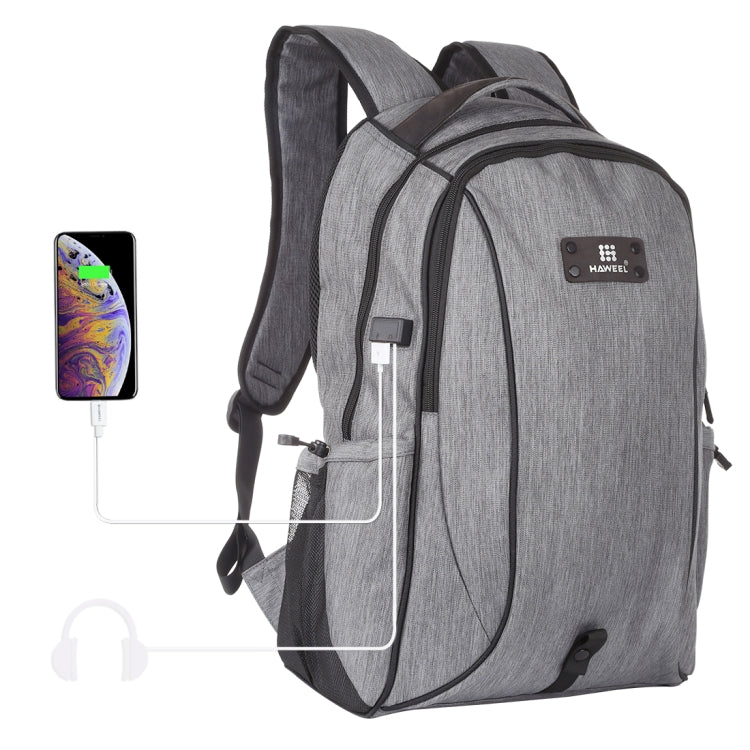 HAWEEL Outdoor Portable Canvas Double Shoulder Laptop Backpack (Gray)