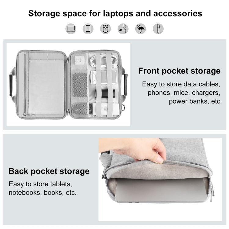 HAWEEL 14.0 inch - 16.0 inch briefcase crossbody laptop bag for Macbook, Lenovo Thinkpad, ASUS, HP (Gray)