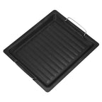 Feurossa Cast Iron Grill Plate Reversible Plate | For Gas Grill & Stove | 25 × 30 cm | For Pizza, Meat, Vegetables & Fish