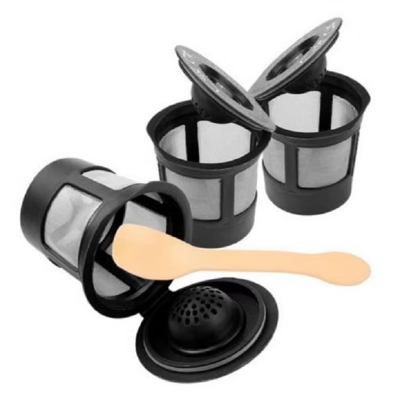3-Pack Reusable Stainless Steel Coffee Filter Pods with Spoon for 1.0 and 2.0 Brewers