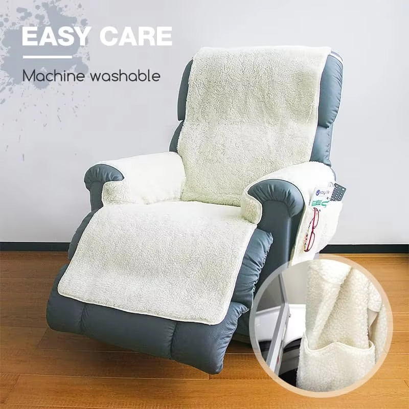 Plush Fleece Recliner and Armchair Protector Pad – Thick, Nonslip Furniture Cover