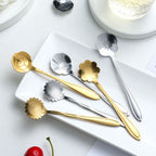 8-piece stainless steel teaspoon set with flower design