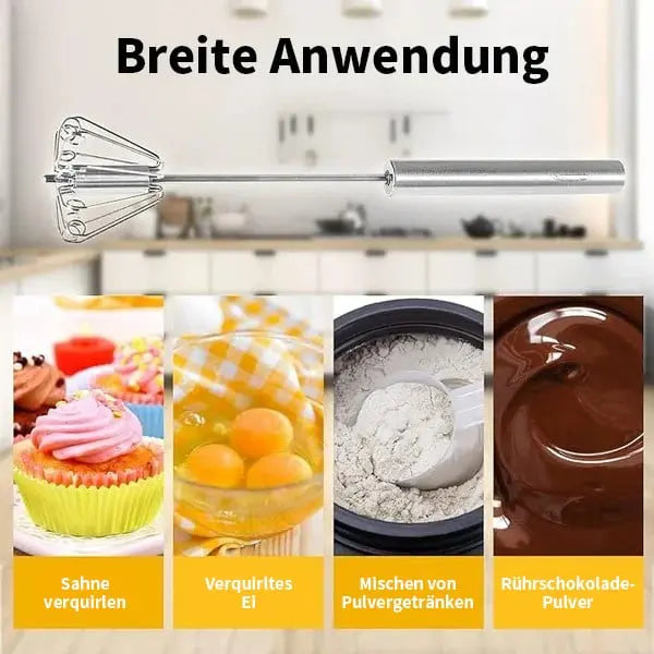 Semi-automatic stainless steel whisk – Fast, robust & without electricity