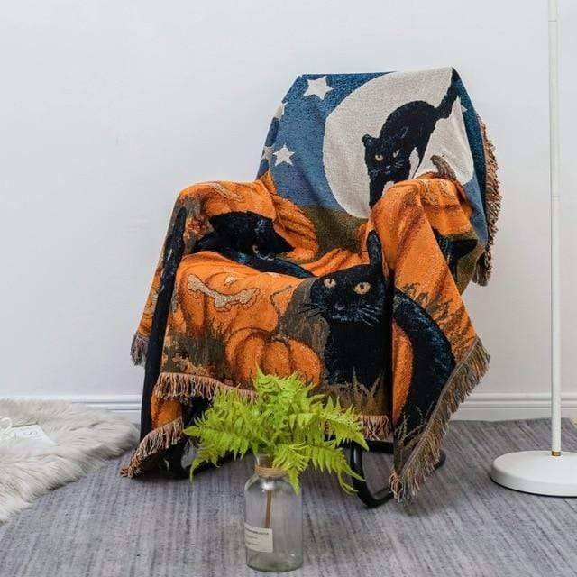 Halloween Cat Throw Blanket