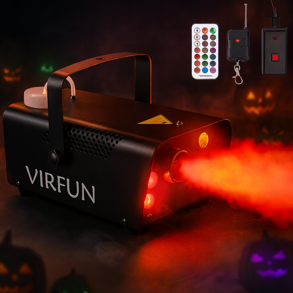 Halloween Fog Machine 500W RGB LED 12 Color 500ml Tank Remote
