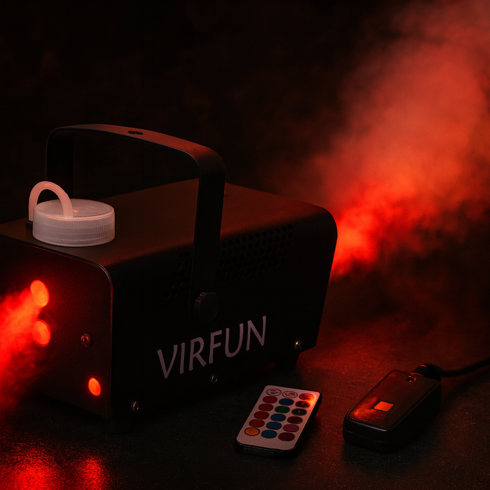 Halloween Fog Machine 500W RGB LED 12 Color 500ml Tank Remote