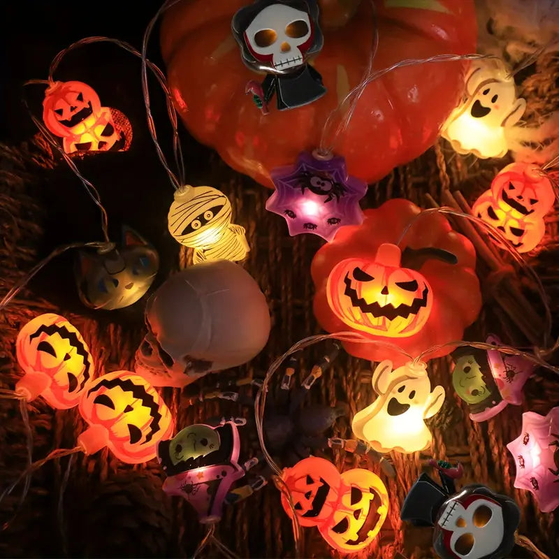 Halloween String Lights | Pumpkin and Spider Design